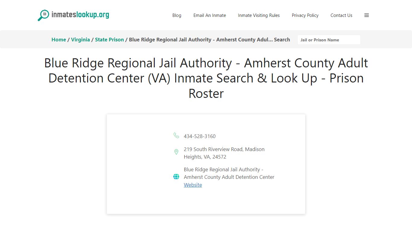 Blue Ridge Regional Jail Authority - Amherst County Adult Detention ...
