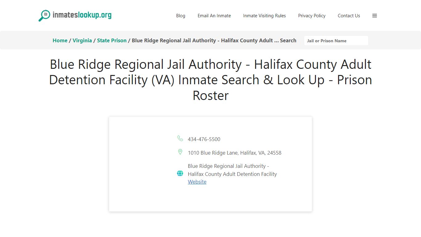 Blue Ridge Regional Jail Authority - Halifax County Adult Detention ...